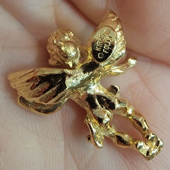 Authentic Kirk's Folly Golden Cherub Angel Pin Signed #KirksFolly 1" #NWOT - Picture 4 of 6